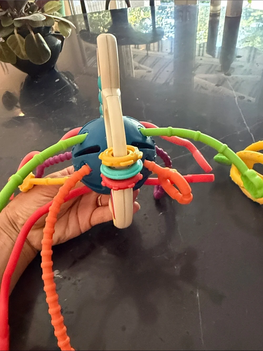 Bright Multicolor Sensory Popper Toy with Yellow Lemon Teether